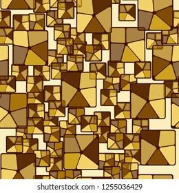 Seamless camouflage pattern. Abstract composition of golden squares.