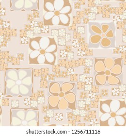 Seamless camouflage pattern. Abstract composition of square flowers.