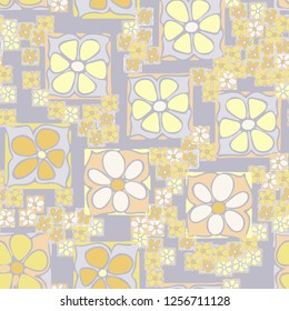 Seamless camouflage pattern. Abstract composition of square flowers.