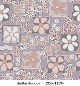 Seamless camouflage pattern. Abstract composition of square flowers.