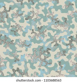 Seamless camouflage pattern. Abstract exotic floral military background. Camouflage seamless pattern for army, navy, hunting, fashion cloth textile. Color modern soldier . Vector facric texture. 