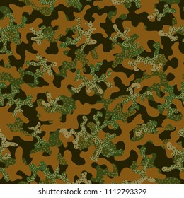 Seamless camouflage pattern. Abstract exotic floral military background. Camouflage seamless pattern for army, navy, hunting, fashion cloth textile. Color modern soldier . Vector facric texture. 