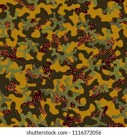 Seamless camouflage pattern. Abstract exotic floral military background. Camouflage seamless pattern for army, navy, hunting, fashion cloth textile. Color modern soldier . Vector facric texture. 