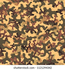 Seamless camouflage pattern. Abstract exotic floral military background. Camouflage seamless pattern for army, navy, hunting, fashion cloth textile. Color modern soldier . Vector facric texture. 