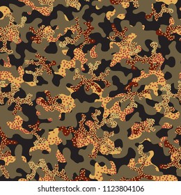 Seamless camouflage pattern. Abstract exotic floral military background. Camouflage seamless pattern for army, navy, hunting, fashion cloth textile. Color modern soldier . Vector facric texture. 