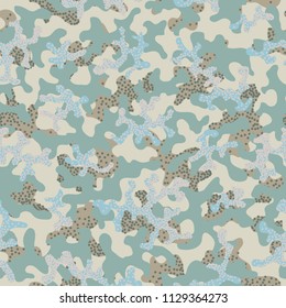 Seamless camouflage pattern. Abstract exotic floral military background. Camouflage seamless pattern for army, navy, hunting, fashion cloth textile. Color modern soldier . Vector facric texture. 