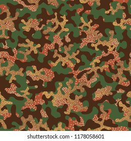 Seamless camouflage pattern. Abstract exotic floral military background. Camouflage seamless pattern for army, navy, hunting, fashion cloth textile. Color modern soldier . Vector facric texture. 