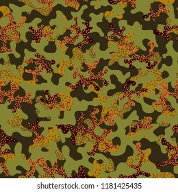 Seamless camouflage pattern. Abstract exotic floral military background. Camouflage seamless pattern for army, navy, hunting, fashion cloth textile. Color modern soldier . Vector facric texture. 