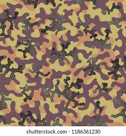 Seamless camouflage pattern. Abstract exotic floral military background. Camouflage seamless pattern for army, navy, hunting, fashion cloth textile. Color modern soldier . Vector facric texture. 