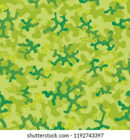 Seamless camouflage pattern. Abstract exotic floral military background. Camouflage seamless pattern for army, navy, hunting, fashion cloth textile. Color modern soldier . Vector facric texture. 