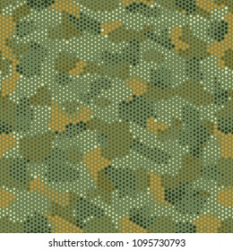 Seamless camouflage pattern.  Abstract military soldier background. Camouflage seamless pattern for army, navy, hunting, fashion cloth textile. Colorful modern soldier style. Vector facric texture.