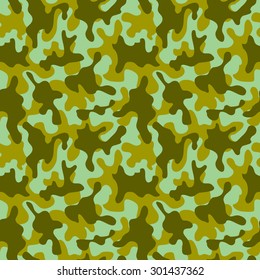Seamless camouflage pattern. Abstract vector background. Green, khaki. Backgrounds & textures shop.