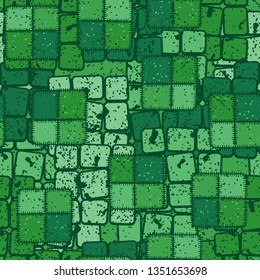 Seamless camouflage pattern. Abstraction. Sewn patches. Green colors. Editable.