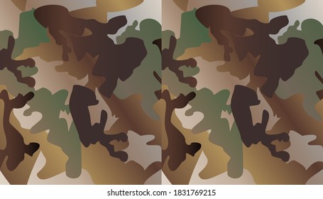 Seamless camouflage pattern background vector. Classic clothing style masking camo repeat print. Olive brown grey colors texture design for virtual background, online conference, online transmission