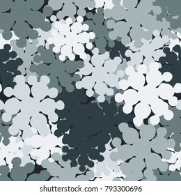 Seamless camouflage pattern of branching colored blots. Six-color texture.