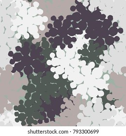 Seamless camouflage pattern of branching colored blots. Six-color texture.