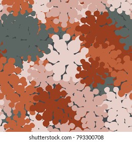 Seamless camouflage pattern of branching colored blots. Six-color texture.