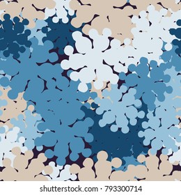 Seamless camouflage pattern of branching colored blots. Six-color texture.