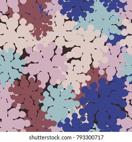 Seamless camouflage pattern of branching colored blots. Six-color texture.