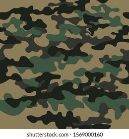 Seamless camouflage pattern classic green. Military army texture. The print on the fabric of Modern vector design