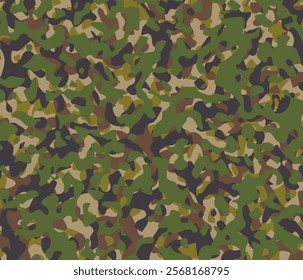 Seamless camouflage pattern. Close-up of military camouflage uniform surface. Seamless texture for printing on clothes, paper, fabric, military paint. Army background, vector pattern.