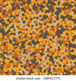 Seamless camouflage. The pattern is composed of brush stains. Random arrangement of elements. The colors are rusty iron, orange, gray, brown.