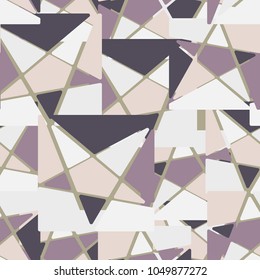 A seamless camouflage pattern consisting of squares cut by a five-pointed star into multi-colored fragments. Fashionable texture.