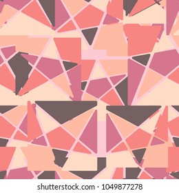 A seamless camouflage pattern consisting of squares cut by a five-pointed star into multi-colored fragments. Fashionable texture.
