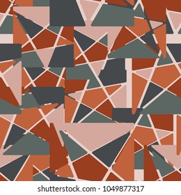 A seamless camouflage pattern consisting of squares cut by a five-pointed star into multi-colored fragments. Fashionable texture.