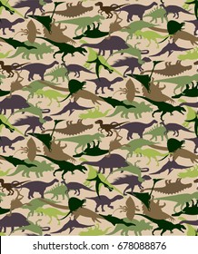 Seamless of camouflage pattern with Dinosaurs