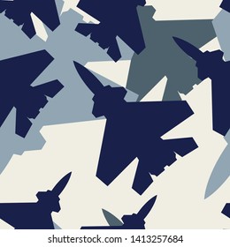  Seamless camouflage pattern element planes on white background.Print on paper on clothes,on fabric.Stylized design.Vector