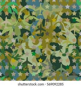 Seamless camouflage pattern. Expressive forest shadow palette. Military textile collection.
