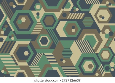 padrão de camuflagem sem costura com elementos hexagonais geométricos