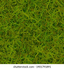 Seamless camouflage pattern, ghillie green, olive color grass and moss, Vector military fabric textile, print design, web page background, wrapping paper