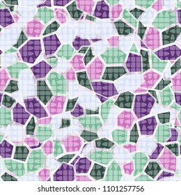Seamless camouflage pattern. Granite colored texture. Marble abstraction. A grid consisting of strange figures.