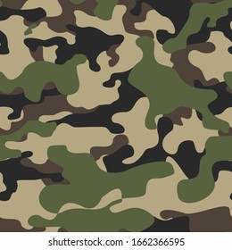 Seamless camouflage pattern green classic.Print on fabric on paper. Vector