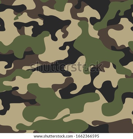 Seamless camouflage pattern green classic.Print on fabric on paper. Vector