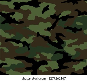 Seamless camouflage pattern green on dark military background classic print factory abstraction vector