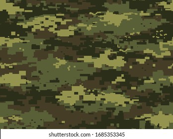 Seamless camouflage pattern of green pixels.Print on fabric paper and clothing