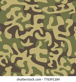 Seamless camouflage pattern in green tones. Vector illustration.