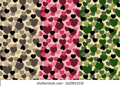 Seamless Camouflage pattern - hearts shapes, texture military camouflage repeats seamless army hunting