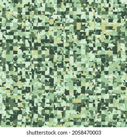 Seamless camouflage pattern incorporating five-pointed stars. Green and yellow shades.