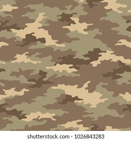 Seamless camouflage pattern. Khaki texture, vector illustration. Camo print background. Abstract military style backdrop