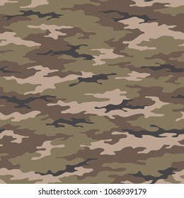Seamless camouflage pattern. Khaki texture, vector illustration. Camo print background. Abstract military style backdrop