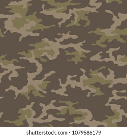 Seamless camouflage pattern. Khaki texture, vector illustration. Camo print background. Abstract military style backdrop