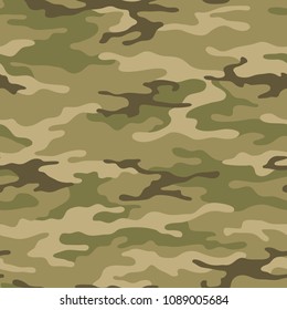 Seamless camouflage pattern. Khaki texture, vector illustration. Camo print background. Abstract military style backdrop