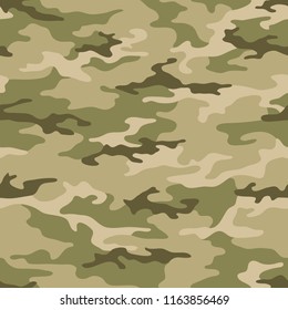 Seamless camouflage pattern. Khaki texture, vector illustration. Camo print background. Abstract military style backdrop