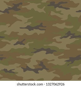Seamless camouflage pattern. Khaki texture, vector illustration. Camo print background. Abstract military style backdrop