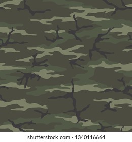 Seamless camouflage pattern. Khaki texture, vector illustration. Camo print background. Abstract military style backdrop