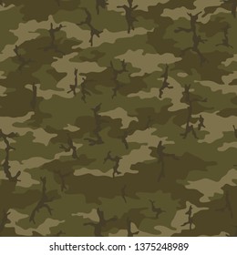 Seamless camouflage pattern. Khaki texture, vector illustration. Camo print background. Abstract military style backdrop